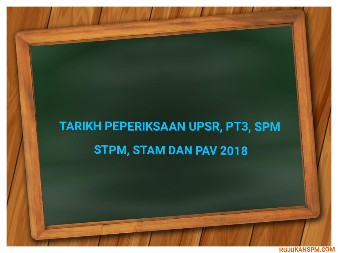 Tarikh Peperiksaan UPSR, PT3, SPM, STPM, STAM dan PAV 2019 