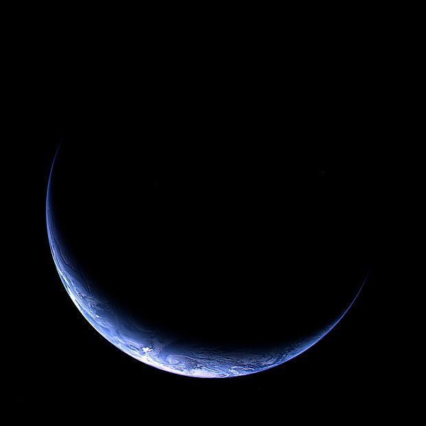 Crescent Earth from the departing Rosetta spacecraft