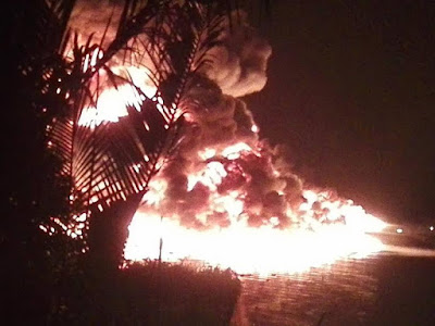 Photos: Illegal refinery goes up in flames in Port Harcourt