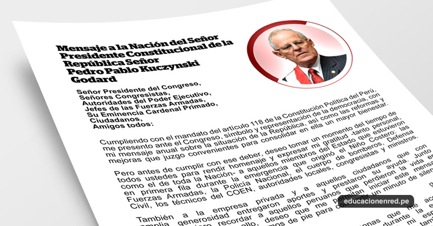 MENSAJE A LA NACIÓN: Texto completo del Mensaje Presidencial 2017 - Pedro Pablo Kuczynski Godard - 28 Julio - DESCARGAR .PDF MENSAJE A LA NACIÓN: Texto completo del Mensaje Presidencial 2017 - Pedro Pablo Kuczynski Godard - 28 Julio - DESCARGAR .PDF
