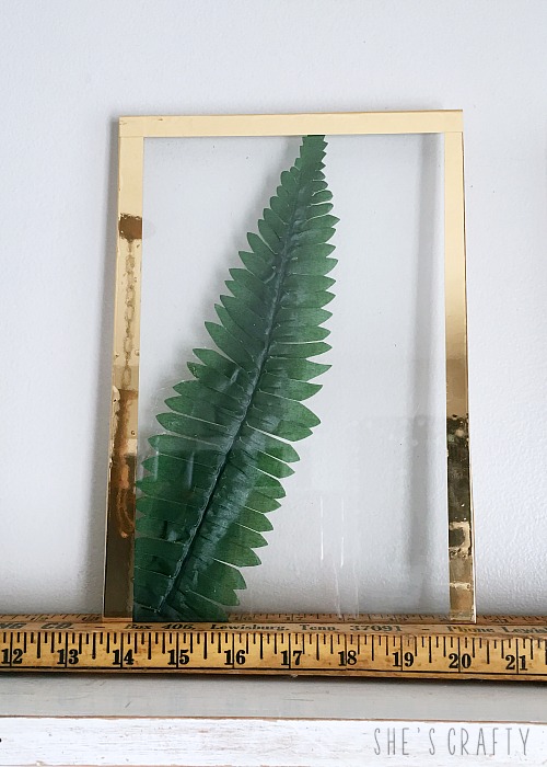 Make DIY botanical art with a faux fern stem and glass from a photo frame