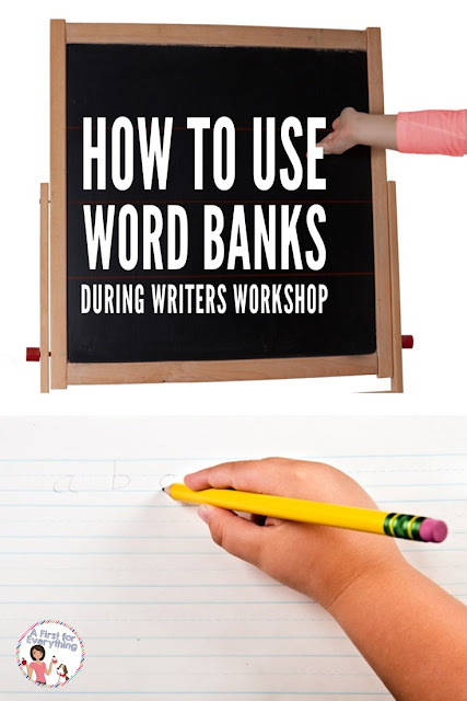 How to use word banks during writer's workshop is a blog post explains how you can effectively use word banks collaboratively with your kindergartners, first & second graders. Great for ELL students & struggling writers. Students and teacher generate word ideas to write in the bank and record the words on anchor charts or display on SMARTboard or interactive whiteboard. Can be used with all genres of writing (such as opinion, narrative & informative) {K, 1st, 2nd grade, homeschool}