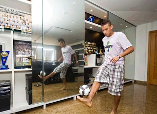 Neymar playing with a ball at home