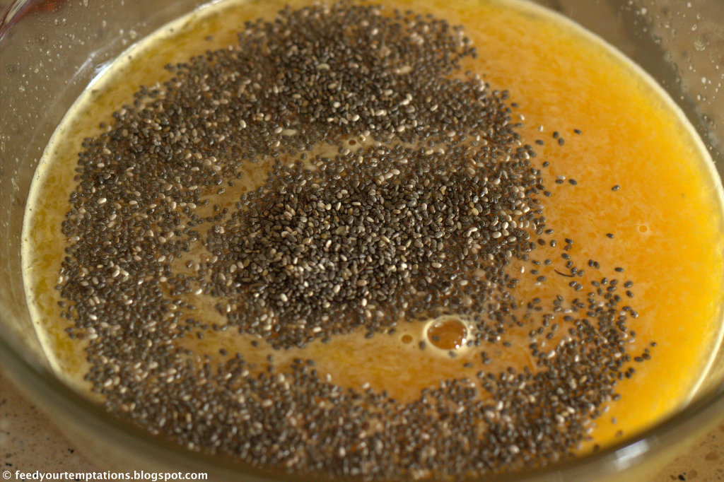 Orange jello with freshly squeezed juice and chia seeds