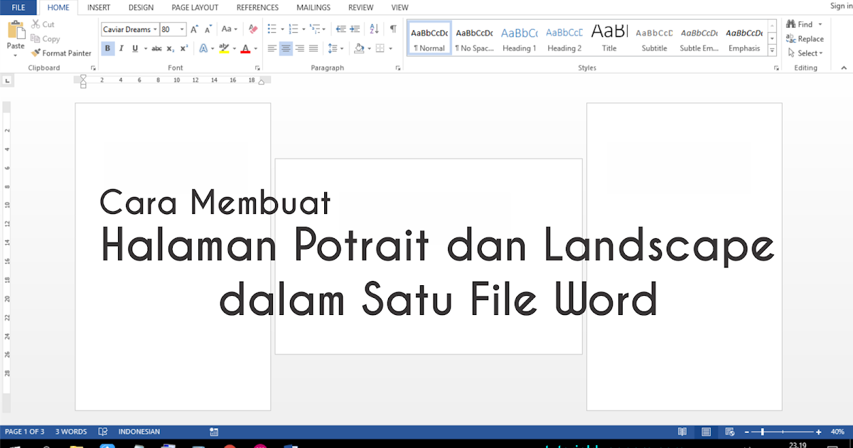 Cara Membuat Halaman Potrait Dan Landscape Dalam Satu File Word Tutorialduaenam