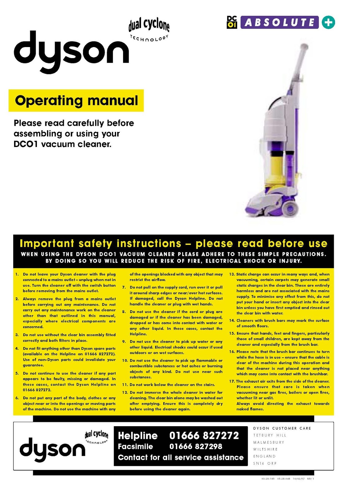Dyson DC01 Absolute+ Instruction Manual