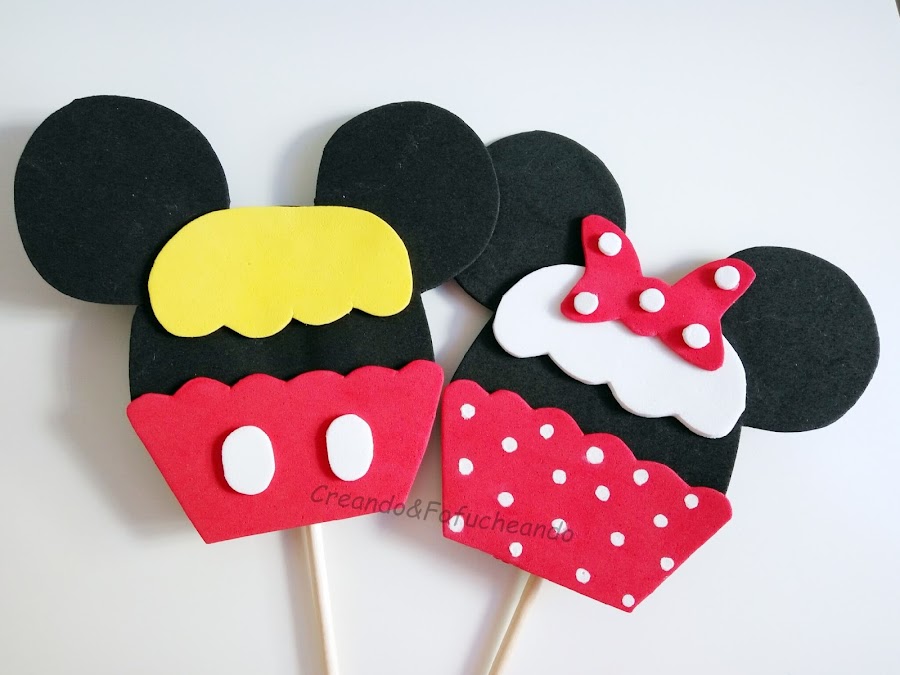 cupcakes-mickey-y-minnie-en-goma-eva-creandoyfofucheando