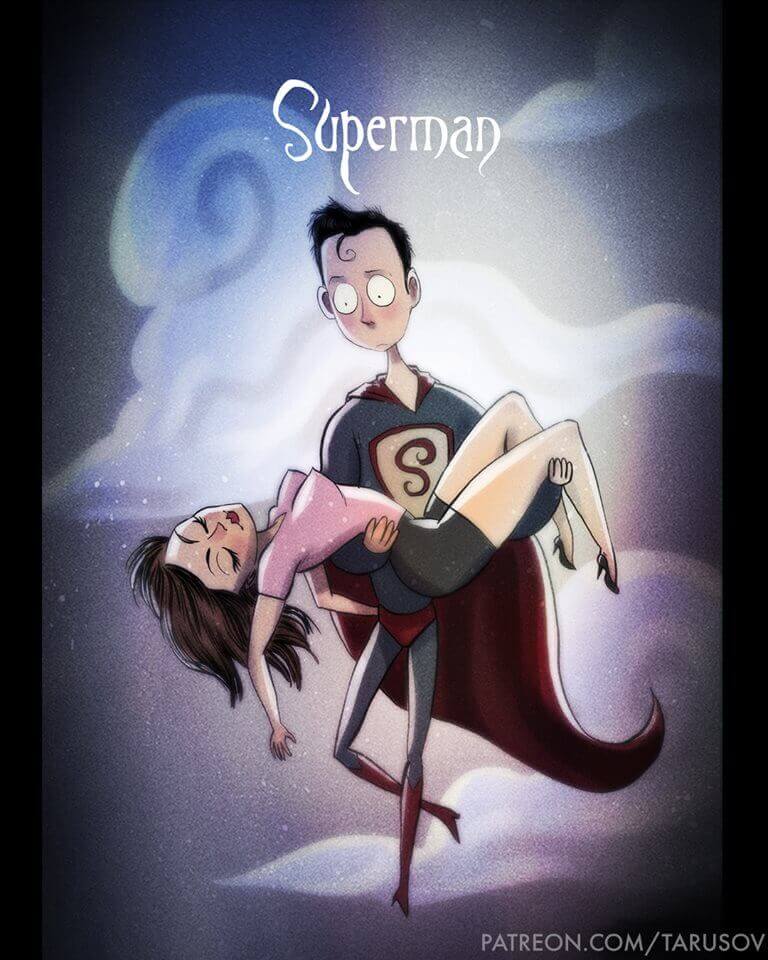 Superman al estilo Tim Burton Superhéroes Marvel y DC Comics al estilo Tim Burton