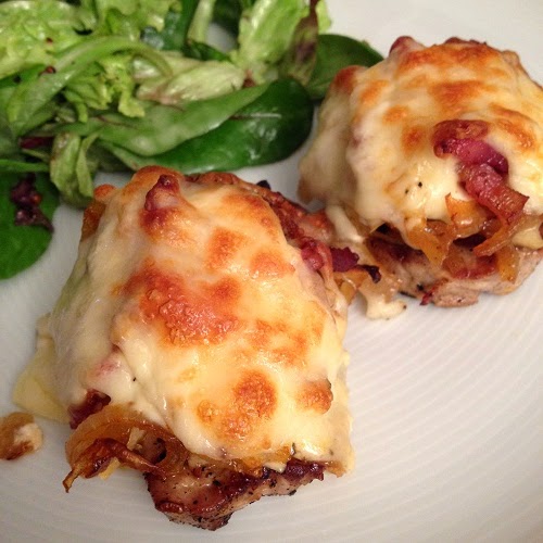 Greenway36: Schweinefilet mit Zwiebel-Apfel-Bacon-Käsehaube