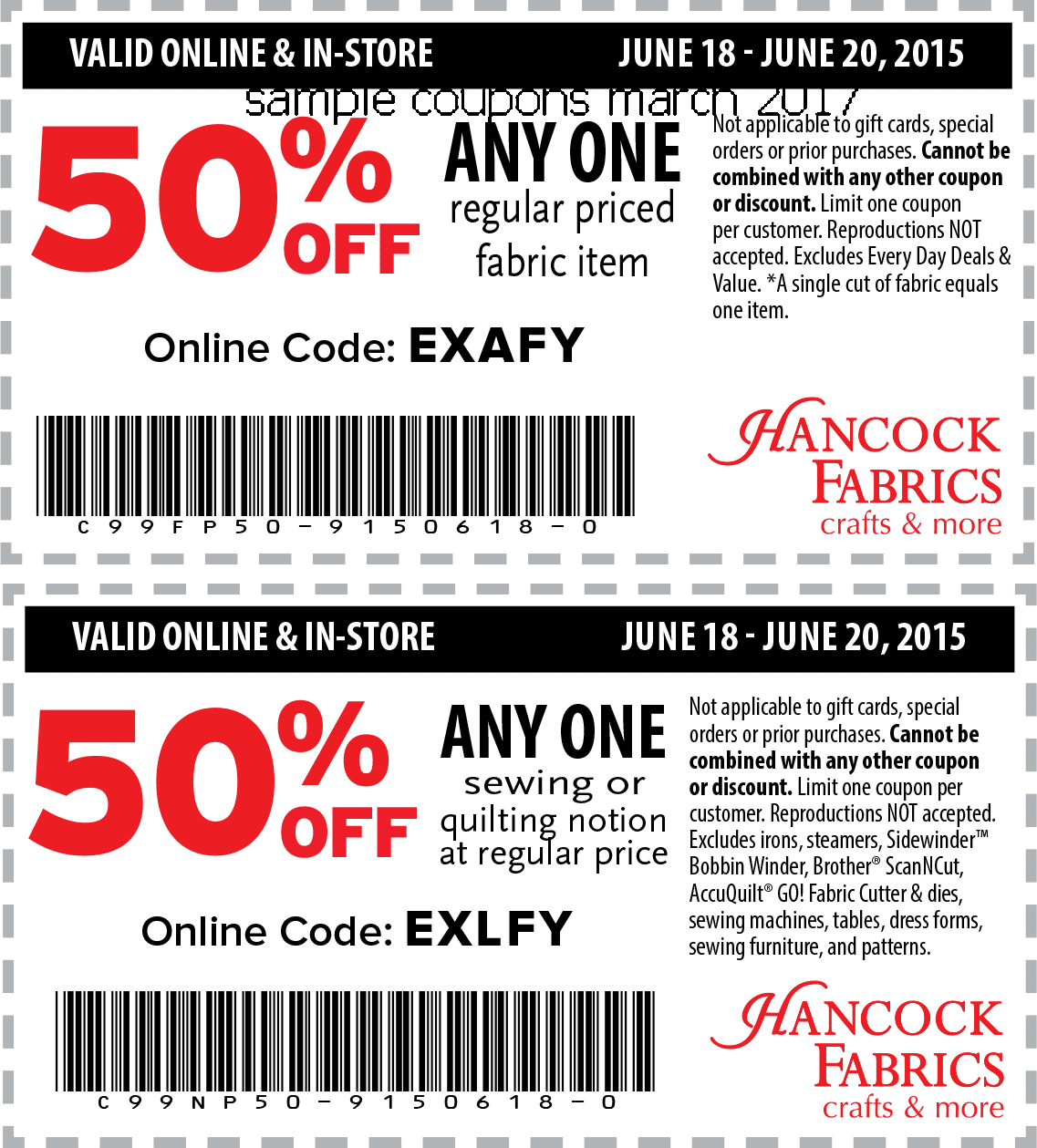 Hancock fabric coupon code