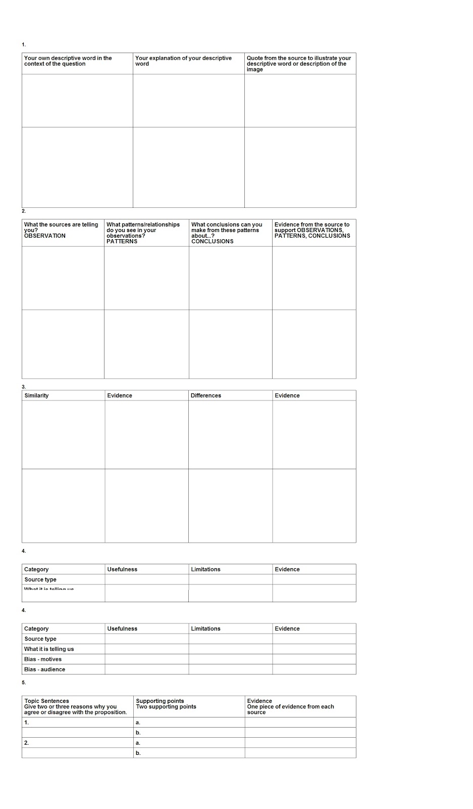 Source Analysis Matrix Word Template ~ Template Sample