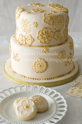 cake cookies reception gold golden tiered handmade sweet cream