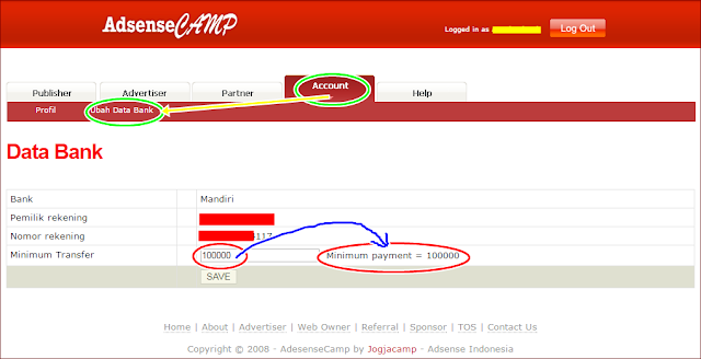 Perubahan Data Jumlah Transfer di Akun AdsenseCamp Panduan Pengaturan Akun AdsenseCamp