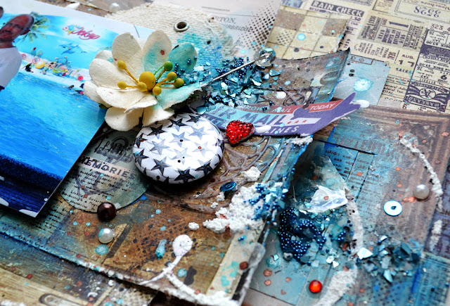 Scraps of Darkness scrapbook kits mixed media layout tutorial w/our May Attic Finds kit, by Tatiana Yemelyanenko