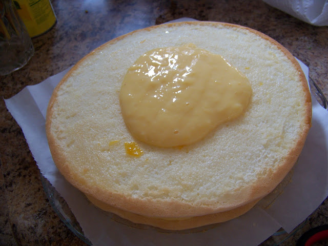 One of the layers with custard on top
