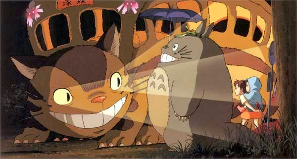 Totoro and a cat bus add magic to Miyazaki's My Neighbor Totoro.