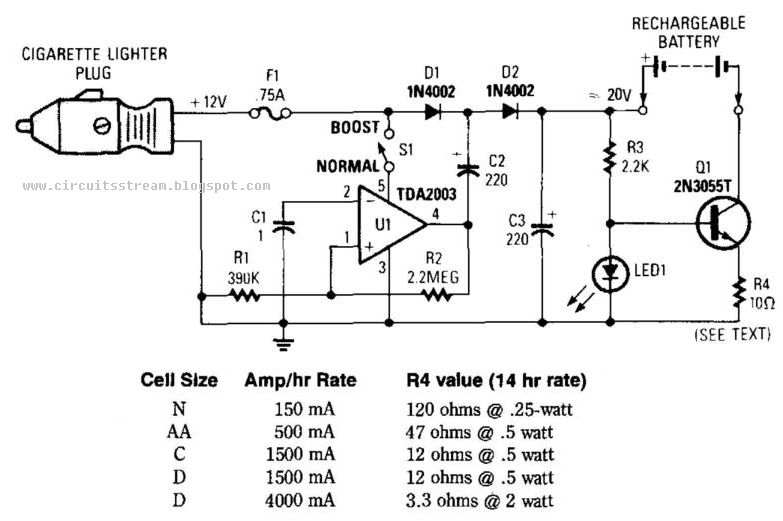 Electronic12Vdc Mobile Battery Charger Circuit Diagram | Electronic Circuit Diagrams & Schematics