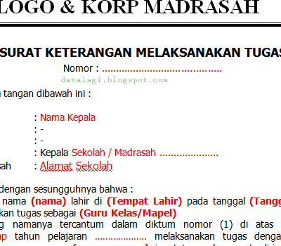 Contoh Surat Keterangan Melaksanakan Tugas (SKMT) untuk ...
