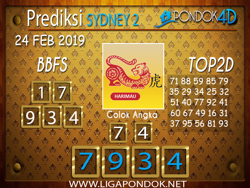 Prediksi Togel SYDNEY2 PONDOK4D 24 FEBRUARI 2019