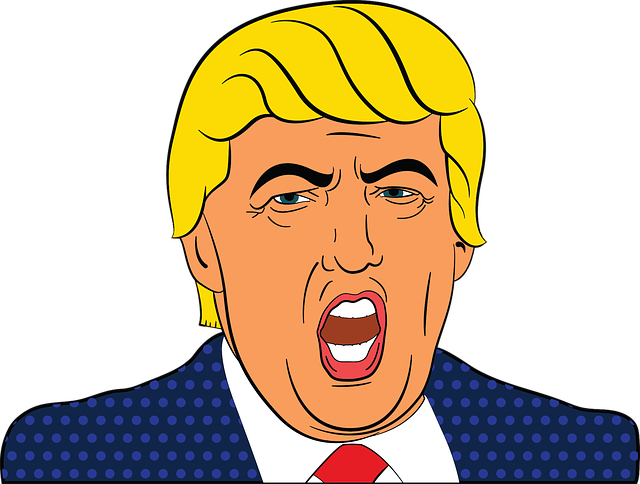 pop art image of Donald Trump screaming in his usual fashion
