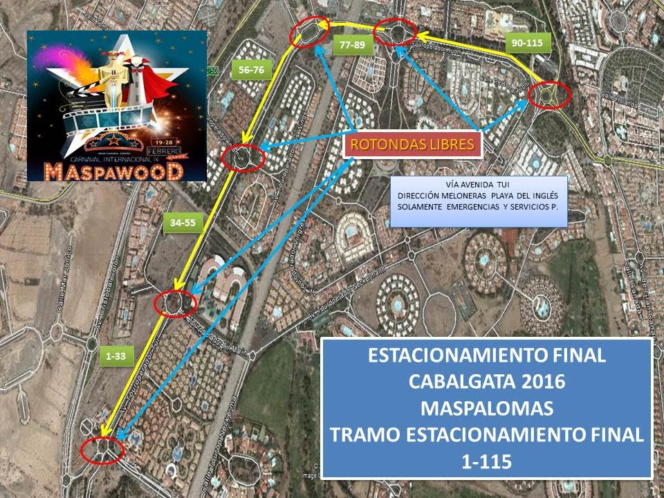 Recorrido y aparcamiento Cabalgata Carnaval Maspalomas. Recorrido y aparcamiento Cabalgata Carnaval Maspalomas.