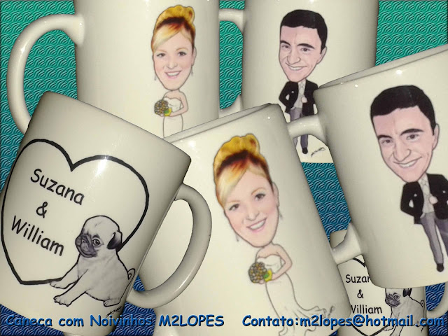 Caneca com caricatura de noivos