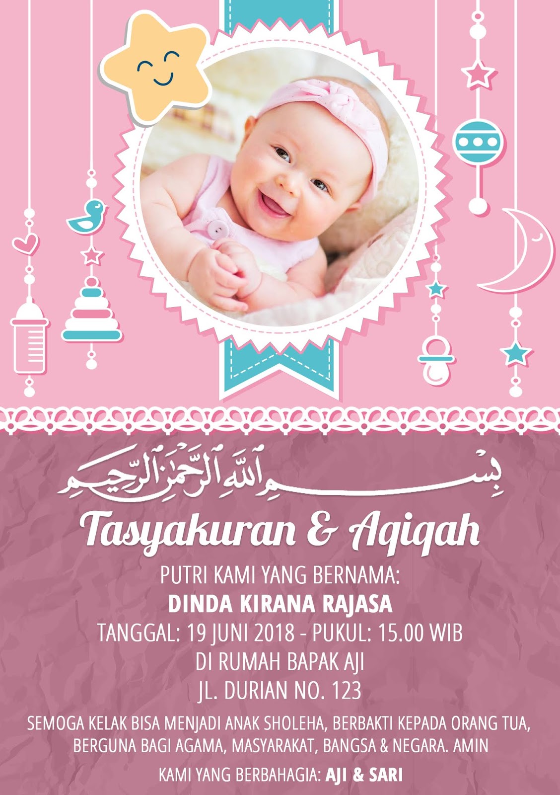 Contoh Desain Kartu Aqiqah Anak GRAFIK GRATIS
