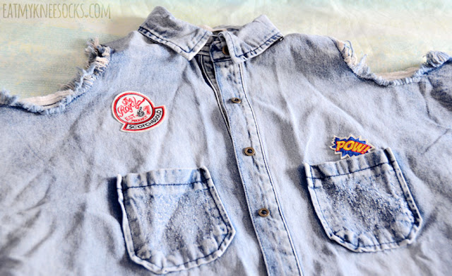 SheIn Fashion Review: Denim Jacket, Silk Robe, Floral Romper + Pastel Bomber Acid wash oversized denim could shoulder jacket from SheIn, with quirky stitched patches, distressed accents, longline fit and sexy cutouts for the ultimate badass grunge-rock look.
