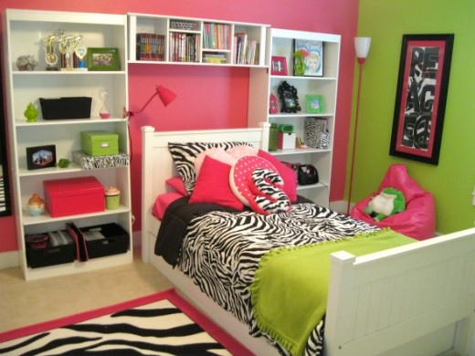 hot pink and zebra print bedroom ideas with white storage cabinet 