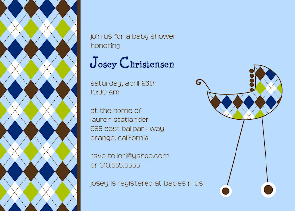 The Argyle Carriage Baby Shower Invitation
