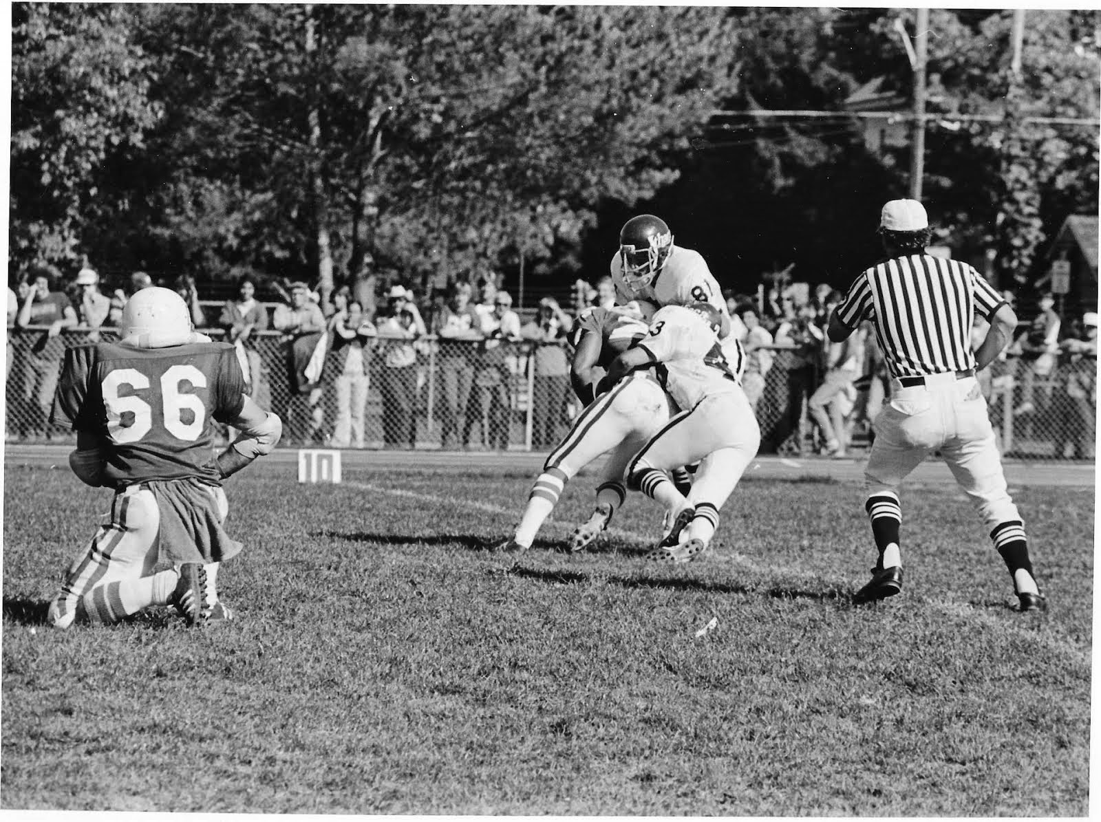 Freshman year making a running back sack 1978 against Cortland State College