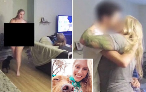 Dog sitter caught NAKED on clients sofa and leading 
