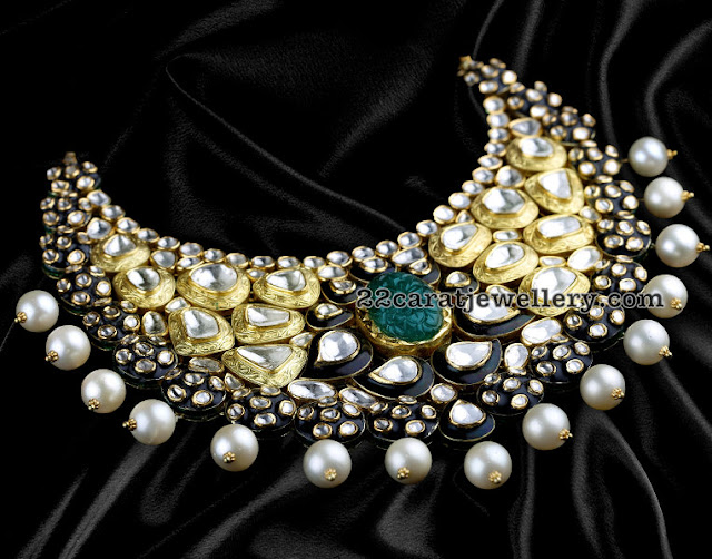 Dull Finish Meena Work Necklace