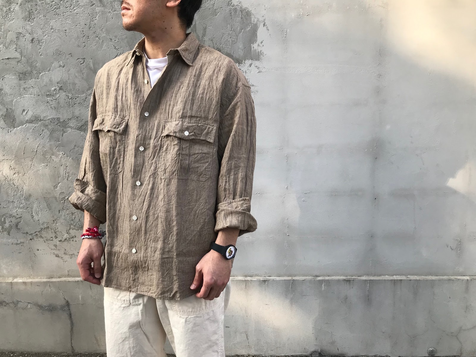 のない PORTER - porterclassic ロールアップリネンストライプシャツの通販 by shop｜ポーターならラクマ えください