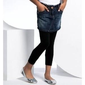 leggings under jean skirt