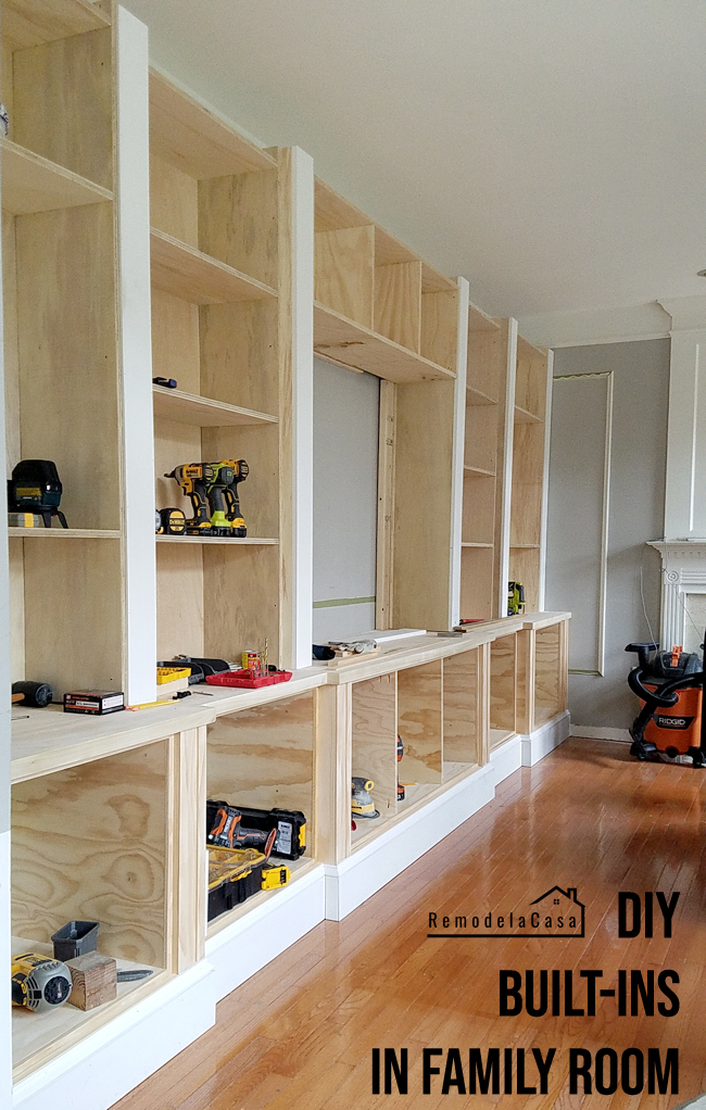 Family Room Built In Installing The, How To Build Built In Shelves