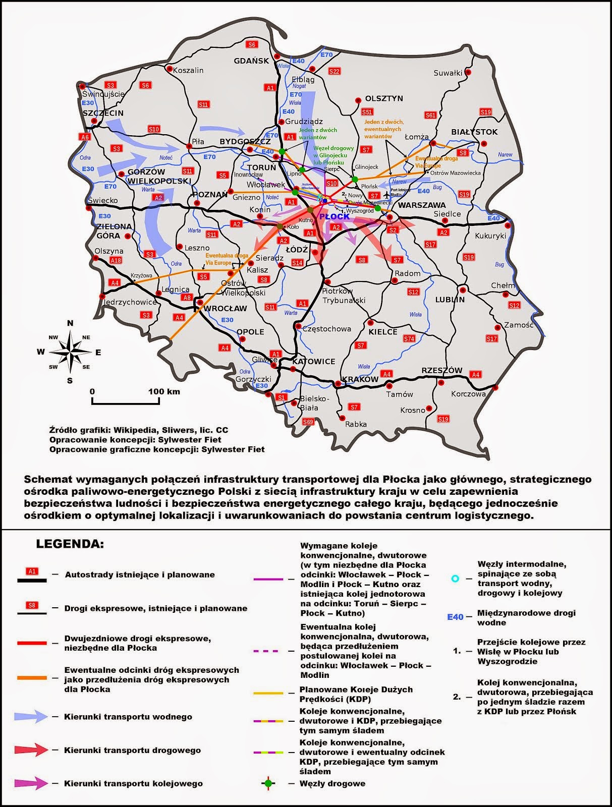 Mapa intermodalnego centrum logistycznego w rejonie Płocka