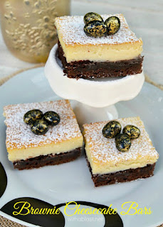 Brownie Cheesecake Bars ~ Divine ! The chewy Brownie and the smooth, creamy Cheesecake layer makes the best combination ever and is perfect for Easter