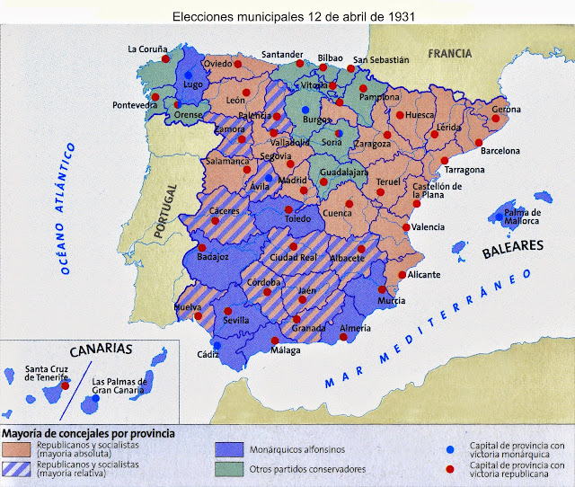 Resultado de imagen de mapa resultados elecciones municipales 1931