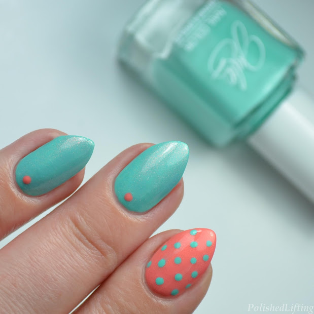 summery coral & teal polka dots