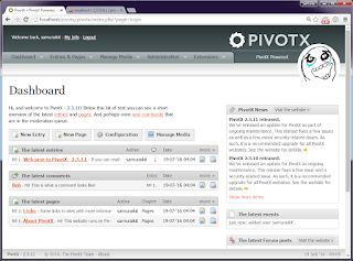 Install PivotX 2.3.11 PHP blog on Windows XAMPP tutorial 18