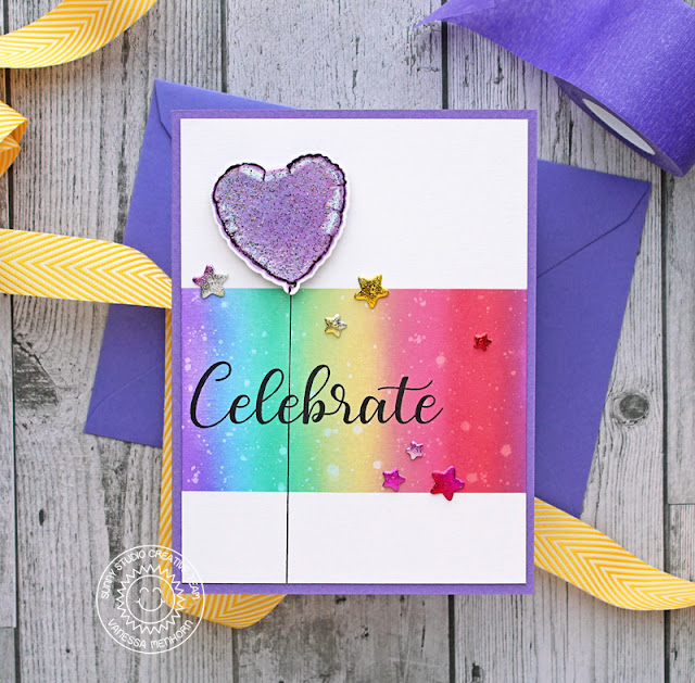 Sunny Studio Stamps: Bold Ballons Everything's Rosy Basic Mini Shapes Congrats Card Celebrate Card Vanessa Menhorn Anja Bytyqi