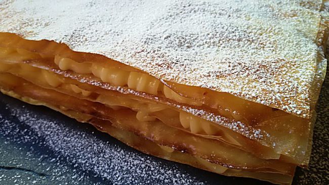 Cocina con Mari: Milhojas sin horno de pasta filo con crema pastelera