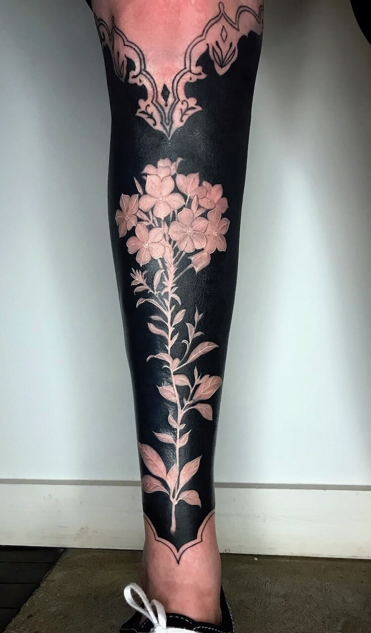 Stunning Flower Tattoos With Black Backgrounds Transform Arms And Legs Into Beautiful Artworks