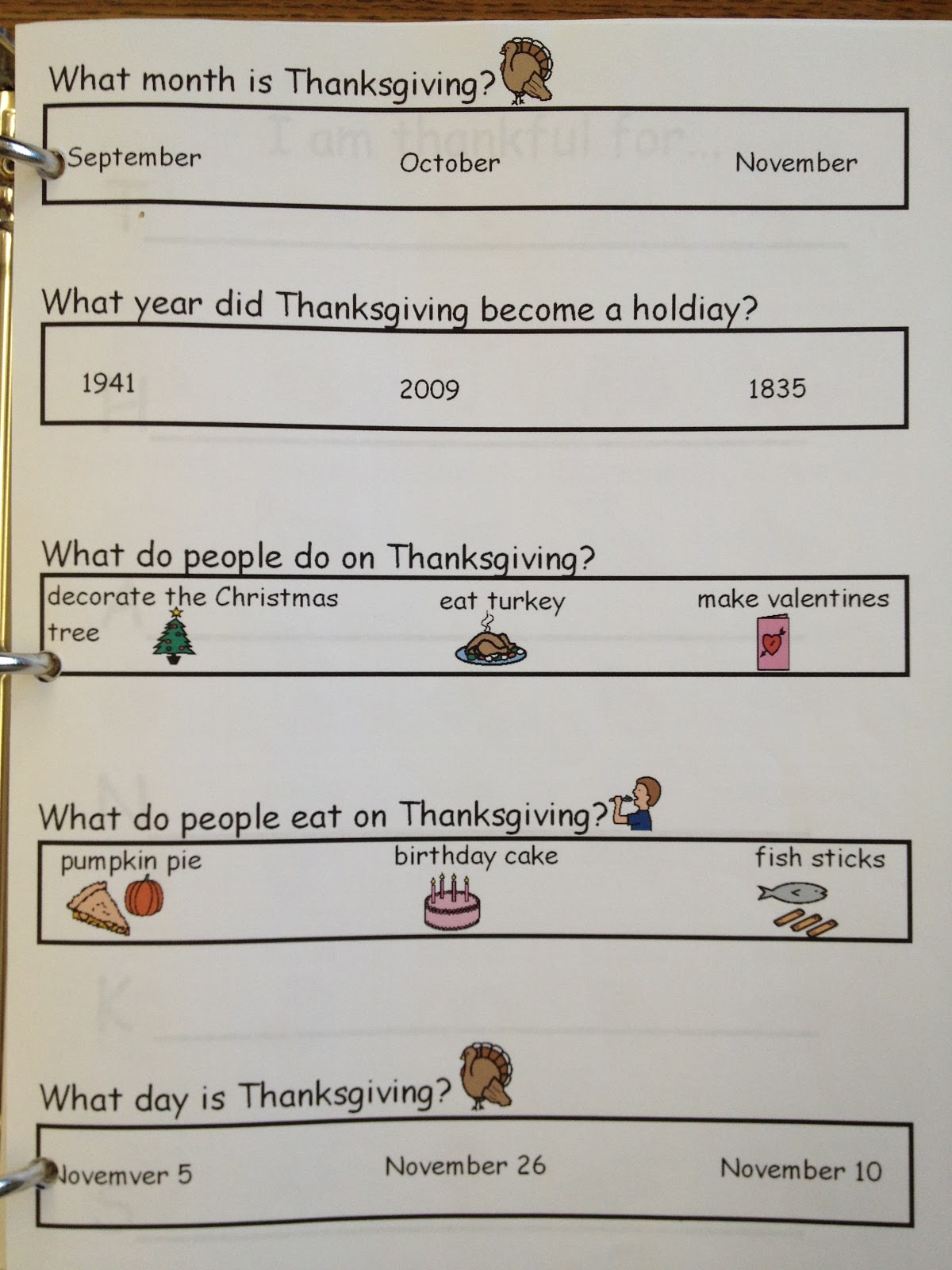 Autism Tank: Thanksgiving Worksheets