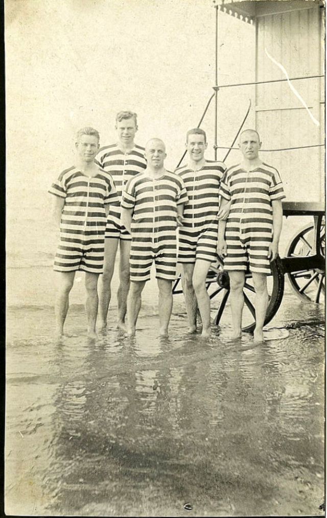 Striped Bathing Suits The Favorite Swimwear of Men in the Early 20th