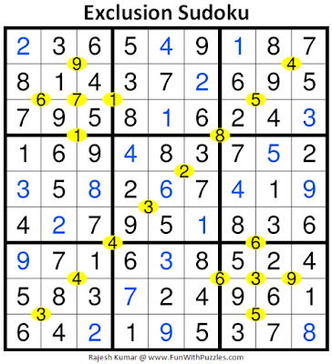 Answer of Exclusion Sudoku Puzzle (Daily Sudoku League #228)