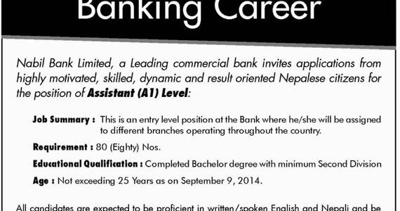 Vacancy Announcement From Nabil Bank Limited