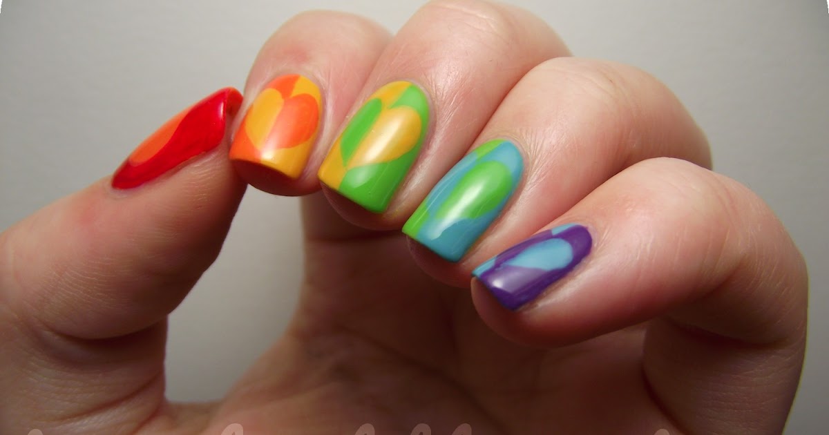 Try My Hand: NOTD : Rainbow Half Hearts