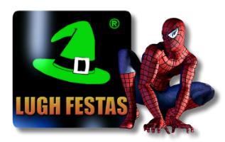 logo Lugh Festas com Homem Aranha